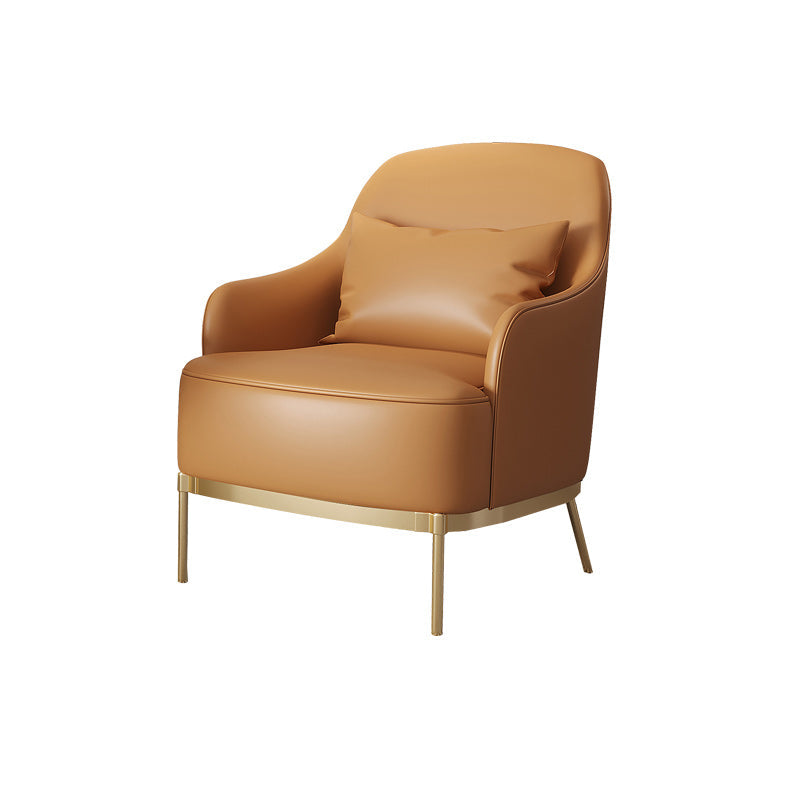 Transitional Sewn Pillow Back 4 Legs Chair Upholstered Recessed Arms Chair Orange 1 Piece Clearhalo 'Accent Chairs' 'accent_chairs' 'Chairs & Seating' 'furn' 'furn_accent_chairs' 'Furniture' 'Living Room Furniture' 7278822