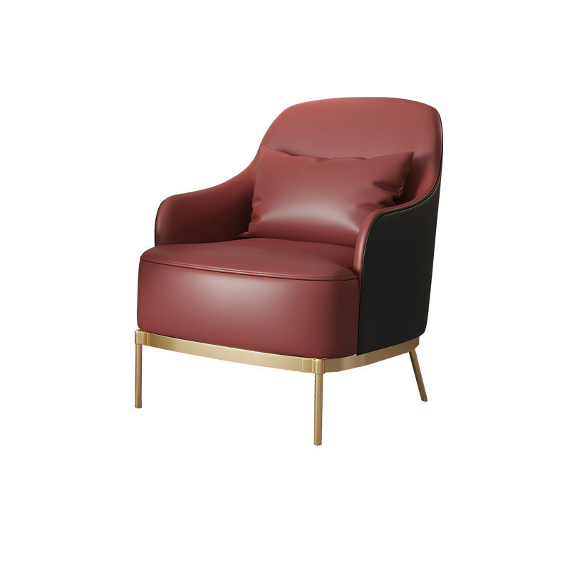 Transitional Sewn Pillow Back 4 Legs Chair Upholstered Recessed Arms Chair Red 1 Piece Clearhalo 'Accent Chairs' 'accent_chairs' 'Chairs & Seating' 'furn' 'furn_accent_chairs' 'Furniture' 'Living Room Furniture' 7278824