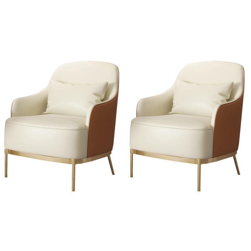 Transitional Sewn Pillow Back 4 Legs Chair Upholstered Recessed Arms Chair White 2 Piece Set Clearhalo 'Accent Chairs' 'accent_chairs' 'Chairs & Seating' 'furn' 'furn_accent_chairs' 'Furniture' 'Living Room Furniture' 7278829