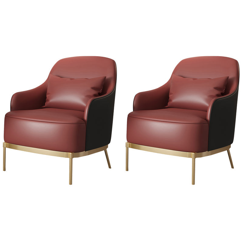 Transitional Sewn Pillow Back 4 Legs Chair Upholstered Recessed Arms Chair Red 2 Piece Set Clearhalo 'Accent Chairs' 'accent_chairs' 'Chairs & Seating' 'furn' 'furn_accent_chairs' 'Furniture' 'Living Room Furniture' 7278834
