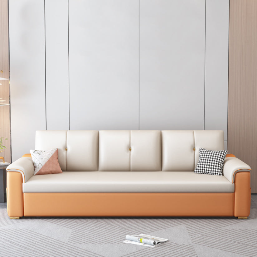 Contemporary Sofa Futon White with Storage Pillow Back Pillow Top Arms Sofa Bed Clearhalo 'furn' 'furn_futons' 'Furniture' 'Futons & Daybeds' 'Futons' 'Living Room Furniture' 7278852