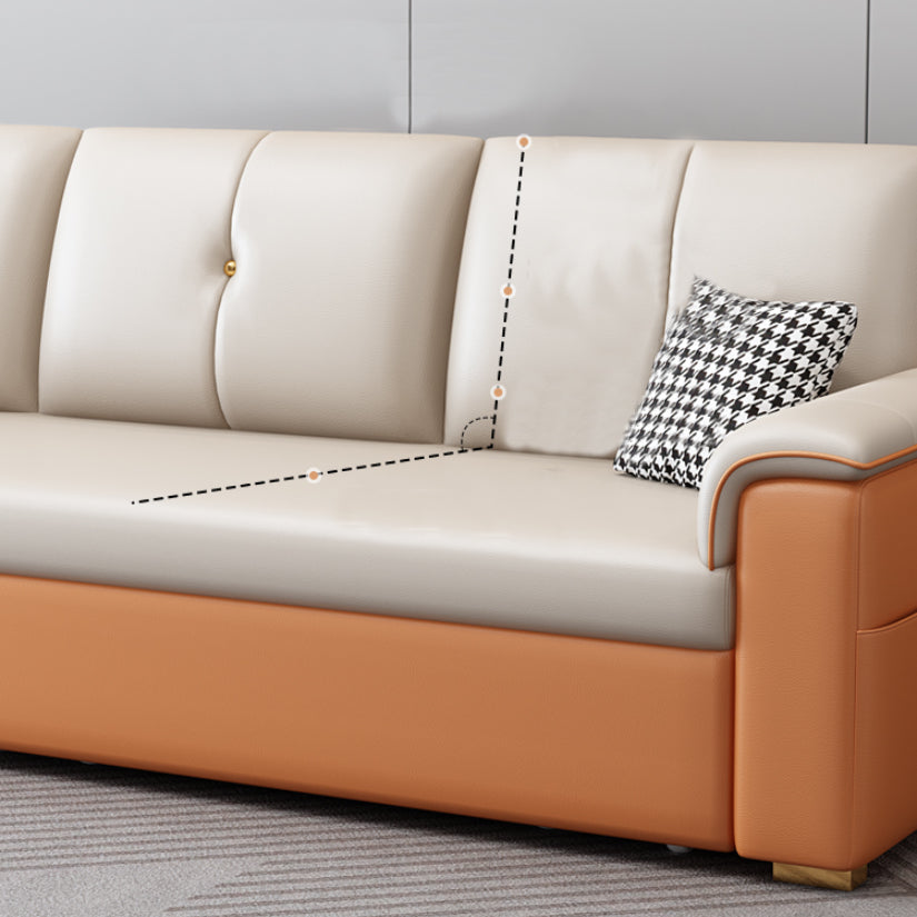 Contemporary Sofa Futon White with Storage Pillow Back Pillow Top Arms Sofa Bed Clearhalo 'furn' 'furn_futons' 'Furniture' 'Futons & Daybeds' 'Futons' 'Living Room Furniture' 7278859