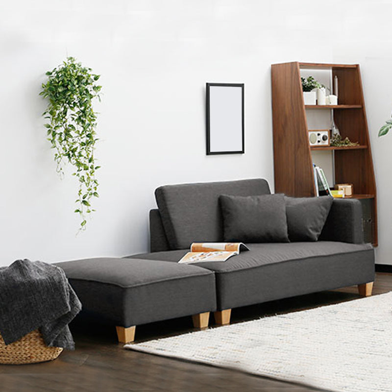Scandinavian Lazy Sofa Linen Blend TV Chair with Pillows and Ottoman Chaise with Ottoman Grey Clearhalo 'Chairs & Seating' 'Chaise Lounge' 'chaise_lounge' 'furn' 'furn_chaise_lounge' 'Furniture' 'Living Room Furniture' 7280221
