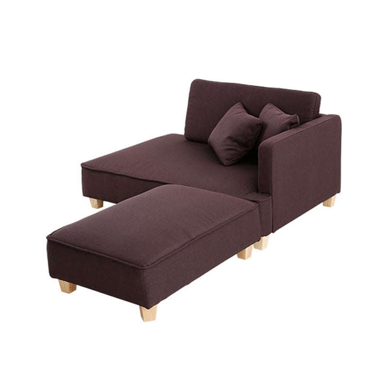 Scandinavian Lazy Sofa Linen Blend TV Chair with Pillows and Ottoman Chaise with Ottoman Coffee Clearhalo 'Chairs & Seating' 'Chaise Lounge' 'chaise_lounge' 'furn' 'furn_chaise_lounge' 'Furniture' 'Living Room Furniture' 7280224