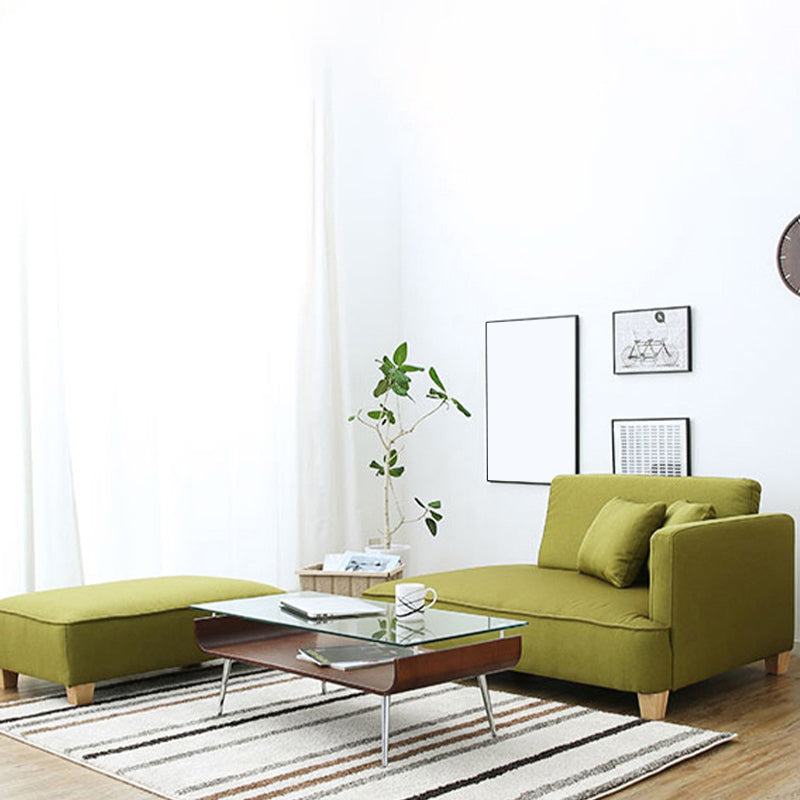 Scandinavian Lazy Sofa Linen Blend TV Chair with Pillows and Ottoman Clearhalo 'Chairs & Seating' 'Chaise Lounge' 'chaise_lounge' 'furn' 'furn_chaise_lounge' 'Furniture' 'Living Room Furniture' 7280226