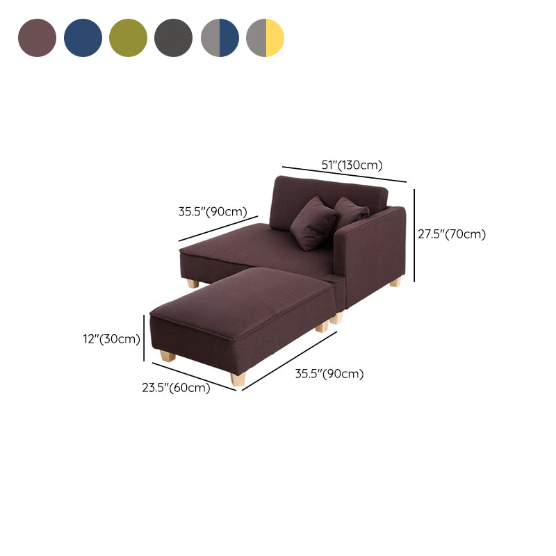 Scandinavian Lazy Sofa Linen Blend TV Chair with Pillows and Ottoman Clearhalo 'Chairs & Seating' 'Chaise Lounge' 'chaise_lounge' 'furn' 'furn_chaise_lounge' 'Furniture' 'Living Room Furniture' 7280233