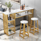 Glam Rectangle Wood Counter Table 3/4 Pieces Bar Table Set for Cafe Clearhalo 'Bar Furniture' 'furn' 'furn_home_bar_bar_sets' 'Furniture' 'Home Bars & Bar Sets' 'home_bar_bar_sets' 'Kitchen & Dining Furniture' 7281260