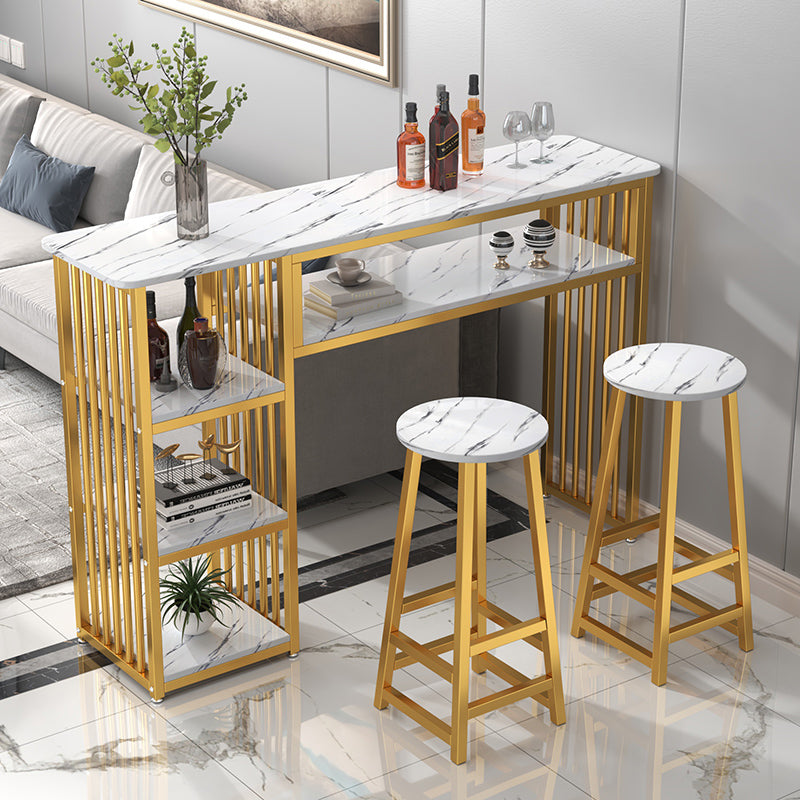Glam Rectangle Wood Counter Table 3/4 Pieces Bar Table Set for Cafe Clearhalo 'Bar Furniture' 'furn' 'furn_home_bar_bar_sets' 'Furniture' 'Home Bars & Bar Sets' 'home_bar_bar_sets' 'Kitchen & Dining Furniture' 7281260