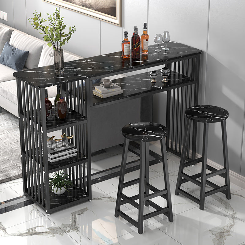 Glam Rectangle Wood Counter Table 3/4 Pieces Bar Table Set for Cafe Table & Chair(s) Black Clearhalo 'Bar Furniture' 'furn' 'furn_home_bar_bar_sets' 'Furniture' 'Home Bars & Bar Sets' 'home_bar_bar_sets' 'Kitchen & Dining Furniture' 7281261