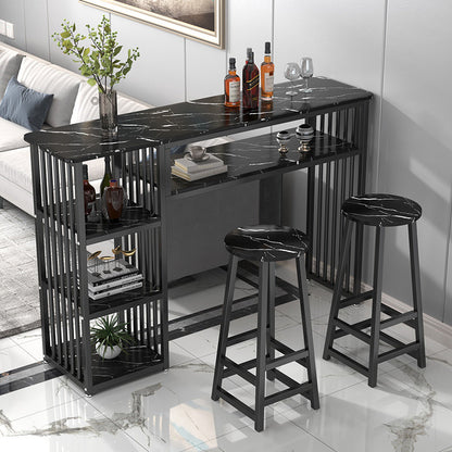 Glam Rectangle Wood Counter Table 3/4 Pieces Bar Table Set for Cafe Table & Chair(s) Black Clearhalo 'Bar Furniture' 'furn' 'furn_home_bar_bar_sets' 'Furniture' 'Home Bars & Bar Sets' 'home_bar_bar_sets' 'Kitchen & Dining Furniture' 7281261