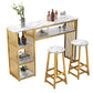 Glam Rectangle Wood Counter Table 3/4 Pieces Bar Table Set for Cafe Table & Chair(s) White-Gold Clearhalo 'Bar Furniture' 'furn' 'furn_home_bar_bar_sets' 'Furniture' 'Home Bars & Bar Sets' 'home_bar_bar_sets' 'Kitchen & Dining Furniture' 7281262