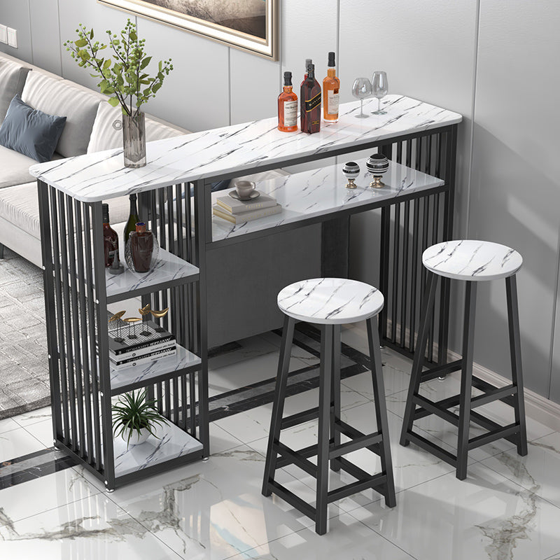 Glam Rectangle Wood Counter Table 3/4 Pieces Bar Table Set for Cafe Table & Chair(s) White-Black Clearhalo 'Bar Furniture' 'furn' 'furn_home_bar_bar_sets' 'Furniture' 'Home Bars & Bar Sets' 'home_bar_bar_sets' 'Kitchen & Dining Furniture' 7281264