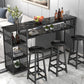 Glam Rectangle Wood Counter Table 3/4 Pieces Bar Table Set for Cafe Table & Chair(s) Black Clearhalo 'Bar Furniture' 'furn' 'furn_home_bar_bar_sets' 'Furniture' 'Home Bars & Bar Sets' 'home_bar_bar_sets' 'Kitchen & Dining Furniture' 7281266
