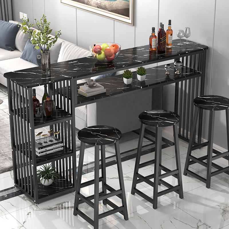 Glam Rectangle Wood Counter Table 3/4 Pieces Bar Table Set for Cafe Table & Chair(s) Black Clearhalo 'Bar Furniture' 'furn' 'furn_home_bar_bar_sets' 'Furniture' 'Home Bars & Bar Sets' 'home_bar_bar_sets' 'Kitchen & Dining Furniture' 7281266
