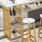 Glam Rectangle Wood Counter Table 3/4 Pieces Bar Table Set for Cafe Clearhalo 'Bar Furniture' 'furn' 'furn_home_bar_bar_sets' 'Furniture' 'Home Bars & Bar Sets' 'home_bar_bar_sets' 'Kitchen & Dining Furniture' 7281267