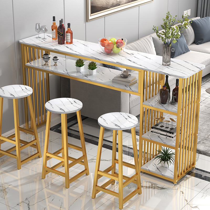 Glam Rectangle Wood Counter Table 3/4 Pieces Bar Table Set for Cafe Table & Chair(s) White-Gold Clearhalo 'Bar Furniture' 'furn' 'furn_home_bar_bar_sets' 'Furniture' 'Home Bars & Bar Sets' 'home_bar_bar_sets' 'Kitchen & Dining Furniture' 7281268