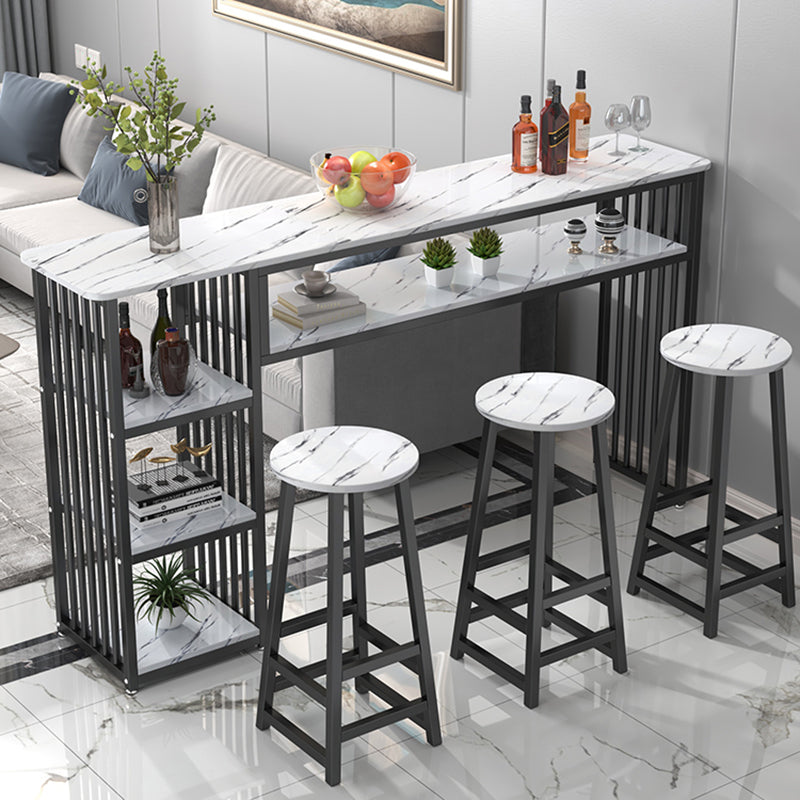 Glam Rectangle Wood Counter Table 3/4 Pieces Bar Table Set for Cafe Table & Chair(s) White-Black Clearhalo 'Bar Furniture' 'furn' 'furn_home_bar_bar_sets' 'Furniture' 'Home Bars & Bar Sets' 'home_bar_bar_sets' 'Kitchen & Dining Furniture' 7281270