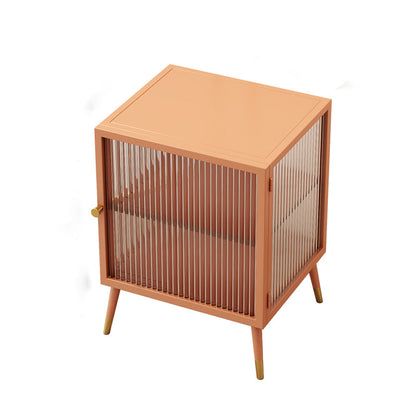 Comodino di accento metallico mobile contemporaneo con porta