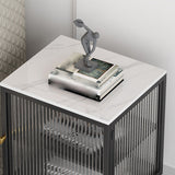 Comodino di accento metallico mobile contemporaneo con porta