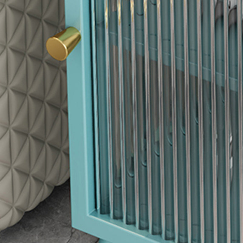 Comodino di accento metallico mobile contemporaneo con porta