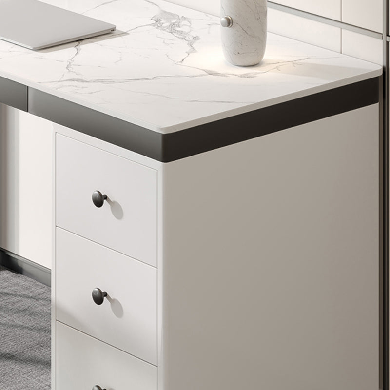 Modern Style White Office Task Desk Rectangular Shape Writing Desk with 2 Legs Clearhalo 'furn' 'furn_office_desk' 'Furniture' 'Office Desks' 'Office Furniture' 'office_desk' 7281776