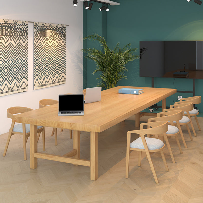 Modern Style Solid Wood Task Desk Rectangular Shape Office Desk with 6 Legs Clearhalo 'furn' 'furn_office_desk' 'Furniture' 'Office Desks' 'Office Furniture' 'office_desk' 7281855