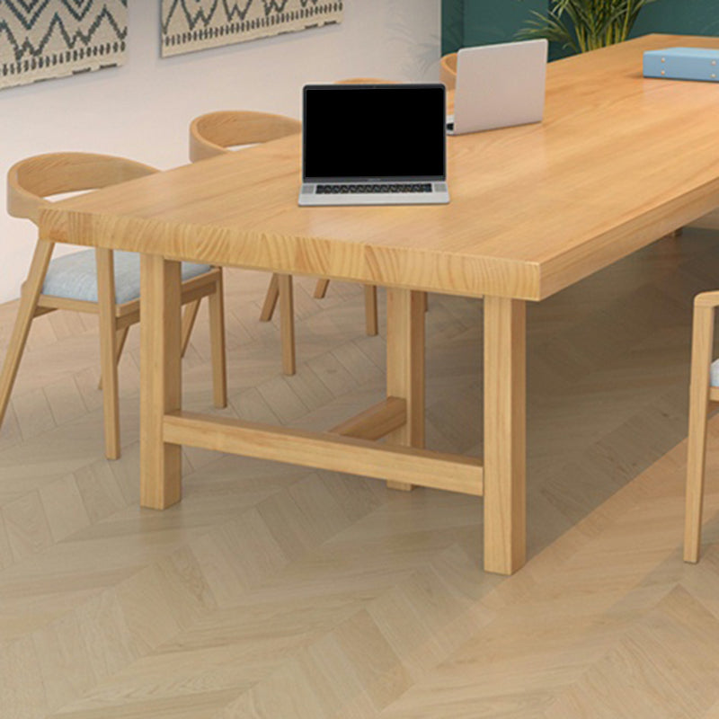 Modern Style Solid Wood Task Desk Rectangular Shape Office Desk with 6 Legs Clearhalo 'furn' 'furn_office_desk' 'Furniture' 'Office Desks' 'Office Furniture' 'office_desk' 7281861