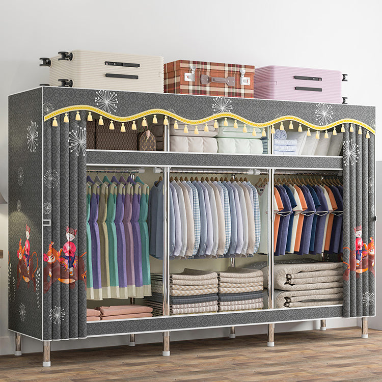 Freestanding Metal Frame Wardrobe Modern Removable Wardrobe with Legs Clearhalo 'Armoires & Wardrobes' 'armoires_wardrobes' 'Bedroom Furniture' 'furn' 'furn_armoires_wardrobes' 'Furniture' 7281914