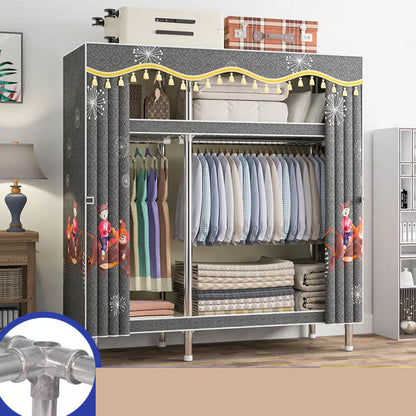 Freestanding Metal Frame Wardrobe Modern Removable Wardrobe with Legs 51"L x 18"W x 67"H Dark Gray Clearhalo 'Armoires & Wardrobes' 'armoires_wardrobes' 'Bedroom Furniture' 'furn' 'furn_armoires_wardrobes' 'Furniture' 7281916