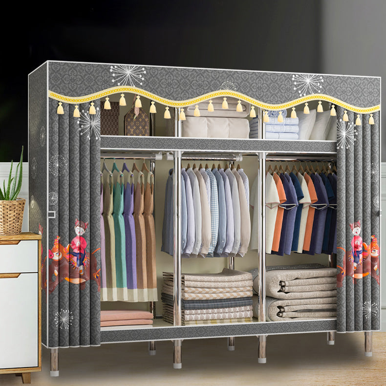 Freestanding Metal Frame Wardrobe Modern Removable Wardrobe with Legs Clearhalo 'Armoires & Wardrobes' 'armoires_wardrobes' 'Bedroom Furniture' 'furn' 'furn_armoires_wardrobes' 'Furniture' 7281918