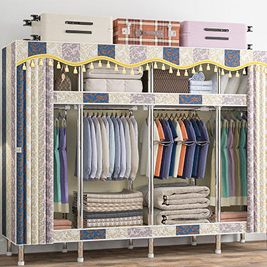 Freestanding Metal Frame Wardrobe Modern Removable Wardrobe with Legs Clearhalo 'Armoires & Wardrobes' 'armoires_wardrobes' 'Bedroom Furniture' 'furn' 'furn_armoires_wardrobes' 'Furniture' 7281920