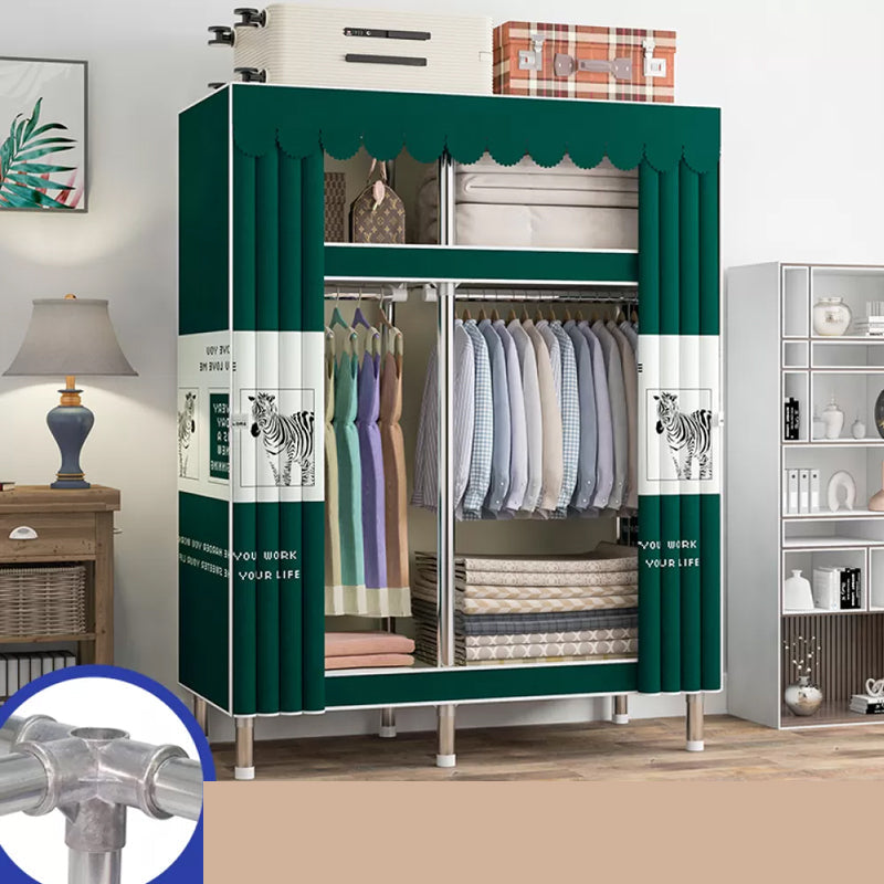 Freestanding Metal Frame Wardrobe Modern Removable Wardrobe with Legs 41"L x 18"W x 67"H Dark Green Clearhalo 'Armoires & Wardrobes' 'armoires_wardrobes' 'Bedroom Furniture' 'furn' 'furn_armoires_wardrobes' 'Furniture' 7281942