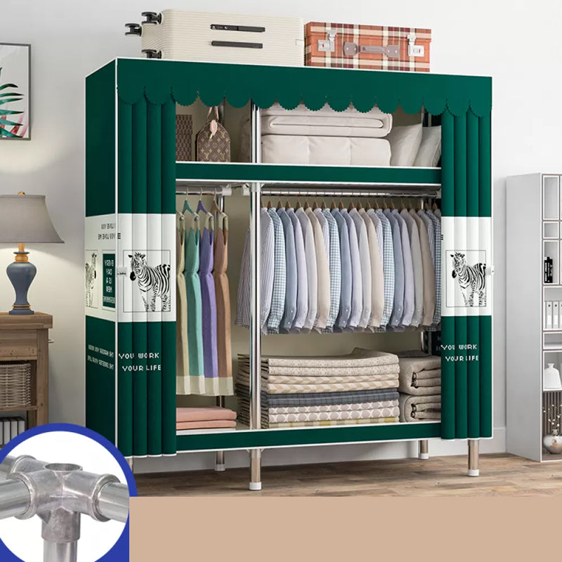 Freestanding Metal Frame Wardrobe Modern Removable Wardrobe with Legs 51"L x 18"W x 67"H Dark Green Clearhalo 'Armoires & Wardrobes' 'armoires_wardrobes' 'Bedroom Furniture' 'furn' 'furn_armoires_wardrobes' 'Furniture' 7281943