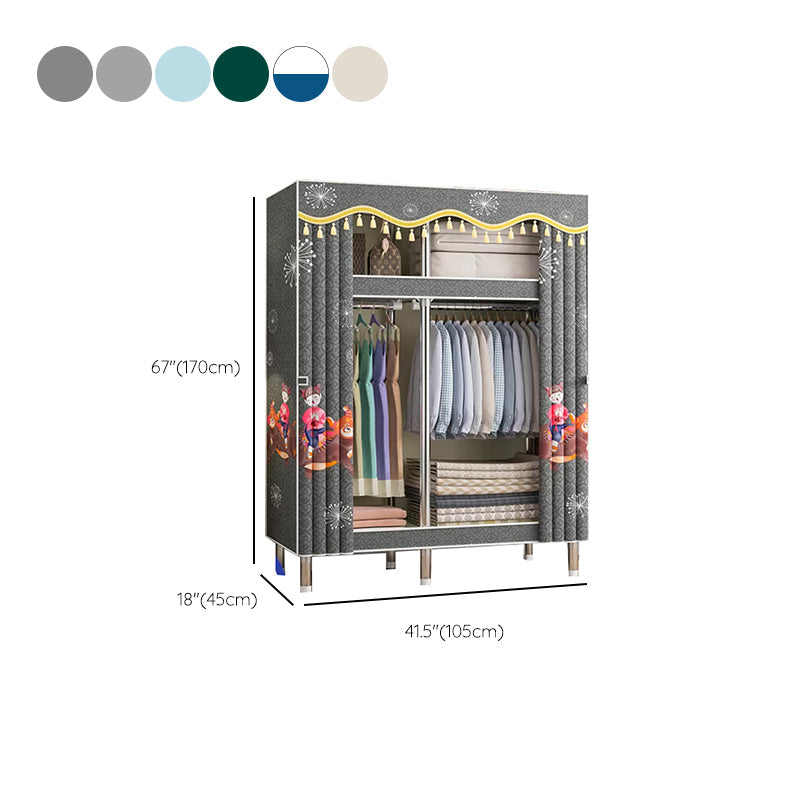 Freestanding Metal Frame Wardrobe Modern Removable Wardrobe with Legs Clearhalo 'Armoires & Wardrobes' 'armoires_wardrobes' 'Bedroom Furniture' 'furn' 'furn_armoires_wardrobes' 'Furniture' 7281960