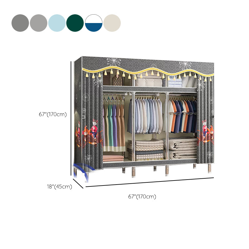 Freestanding Metal Frame Wardrobe Modern Removable Wardrobe with Legs Clearhalo 'Armoires & Wardrobes' 'armoires_wardrobes' 'Bedroom Furniture' 'furn' 'furn_armoires_wardrobes' 'Furniture' 7281963