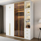 Modern Freestanding Wardrobe Wood Frame Wardrobe with Tempered Glass Doors