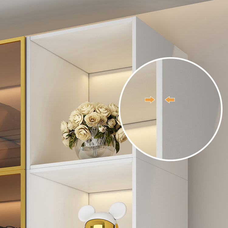 Modern Freestanding Wardrobe Wood Frame Wardrobe with Tempered Glass Doors