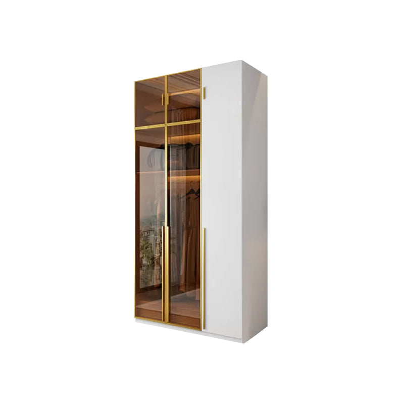 Modern Freestanding Wardrobe Wood Frame Wardrobe with Tempered Glass Doors