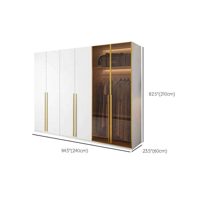 Modern Freestanding Wardrobe Wood Frame Wardrobe with Tempered Glass Doors