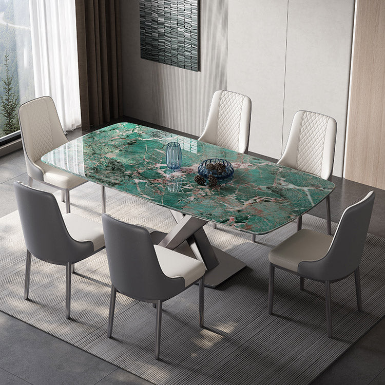 Contemporary Rectangle Dining Room Table Pedestal Dining Table