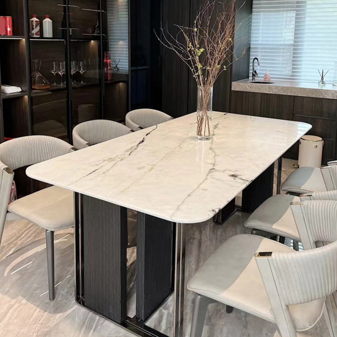 Rectangle Dinner Room Kitchen Table Contemporary Dining Table Clearhalo 'Dining Tables & Seating' 'Dining Tables' 'dining_table' 'furn' 'furn_dining_table' 'Furniture' 'Kitchen & Dining Furniture' 7282120
