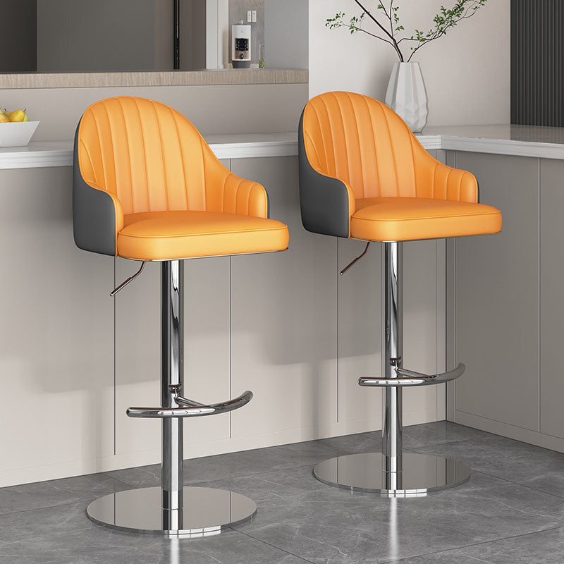 Tabouret de bar de patio à hauteur réglable pivotante tabouret de bar intérieur rembourré avec base chromée