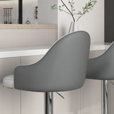 Swivel Adjustable Height Patio Bar Stool Upholstered Indoor Bar Stool with Chrome Base