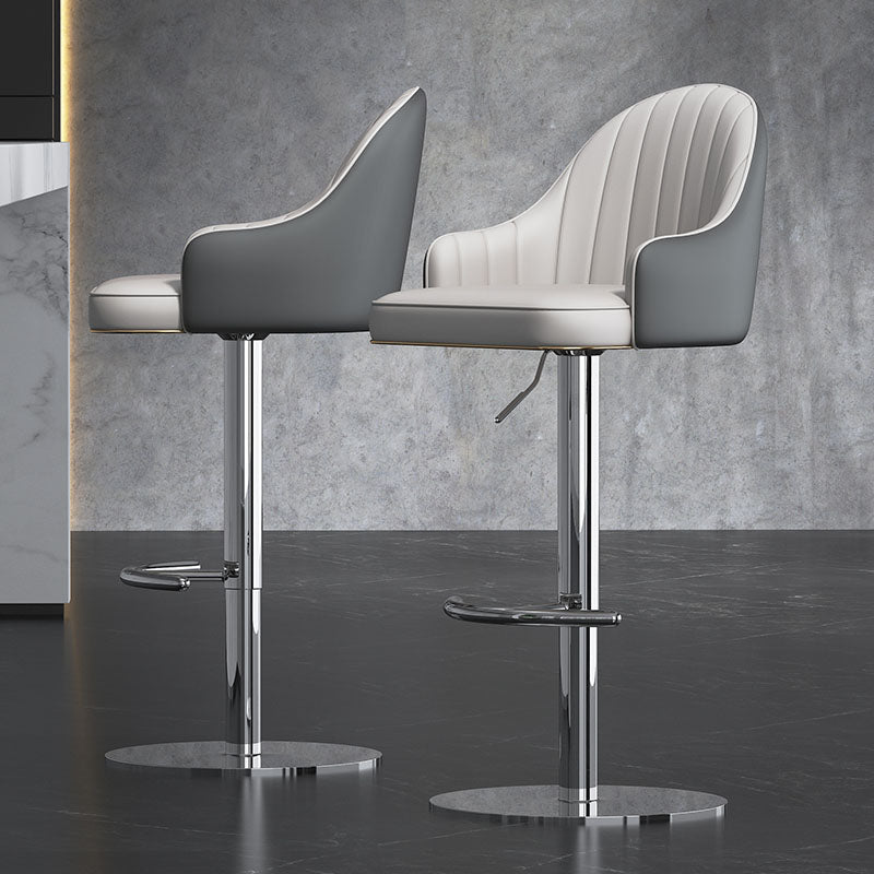 Tabouret de bar de patio à hauteur réglable pivotante tabouret de bar intérieur rembourré avec base chromée