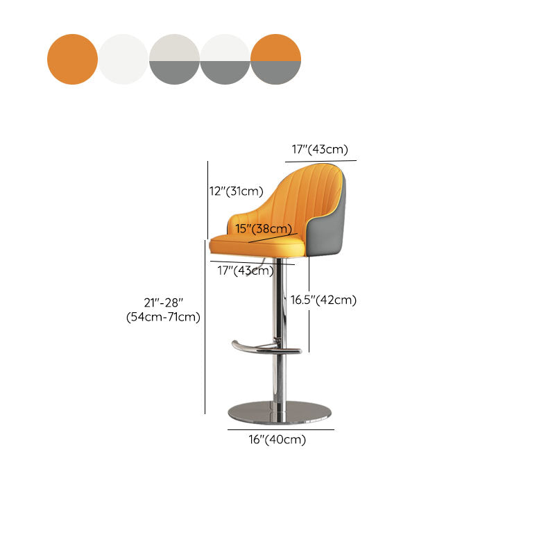 Tabouret de bar de patio à hauteur réglable pivotante tabouret de bar intérieur rembourré avec base chromée
