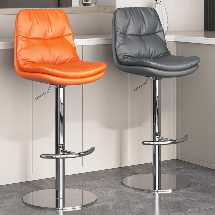 Taburetes de barra tapizados Tabres de barra de altura ajustable giratoria con base cromada