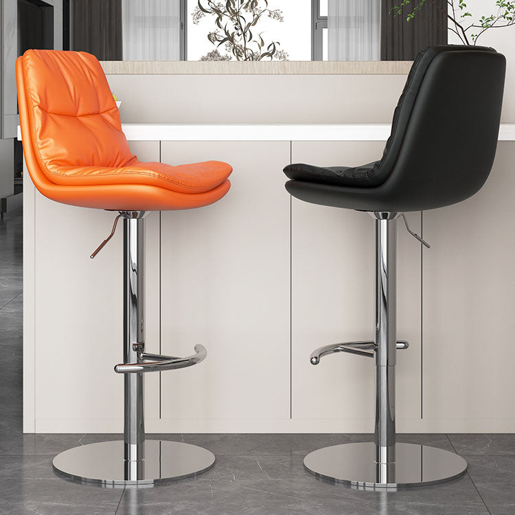 Taburetes de barra tapizados Tabres de barra de altura ajustable giratoria con base cromada