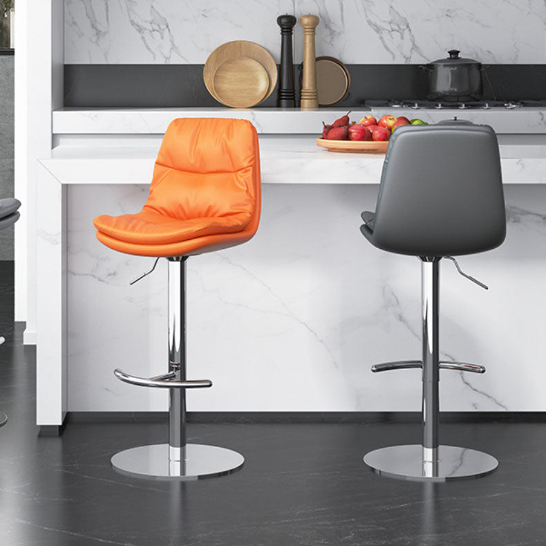 Taburetes de barra tapizados Tabres de barra de altura ajustable giratoria con base cromada