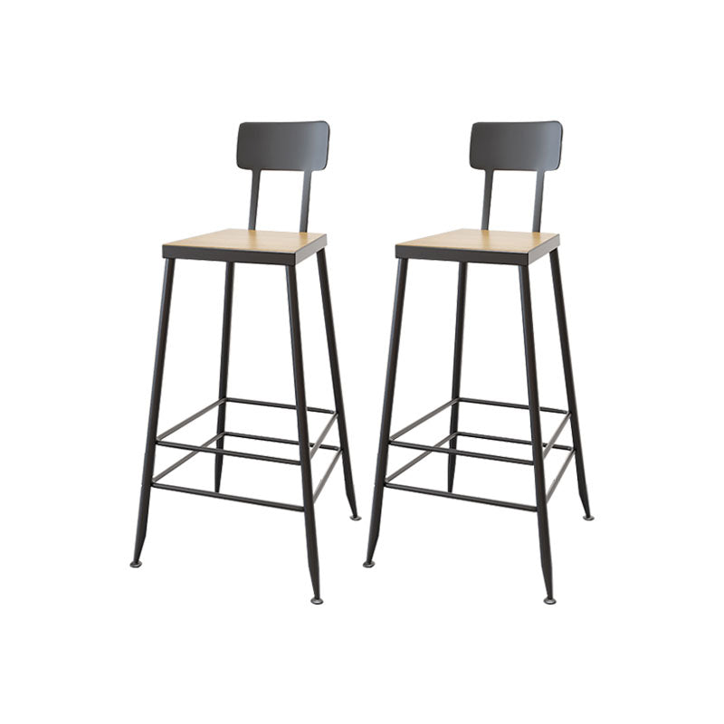 Contemporary Bar Stools Low Back Dining Stools with Black Metal Base