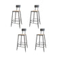 Contemporary Bar Stools Low Back Dining Stools with Black Metal Base